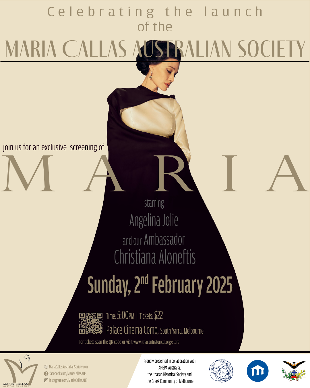 Event Flyer for Maria Callas Australian Society